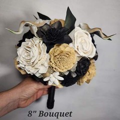 Champagne Ivory Black Rose Calla Lily Sola Bridal Wedding Bouquet Accessories