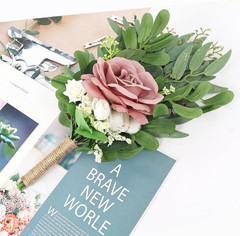 8 Inch Bridesmaid Bouquets Set of 6 – Artificial Flowers Greenery Bouquet for We