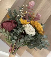 Pine and Petal Bridal Wedding Wood Flower Set: Bouquet, Boutonnière, Corsage