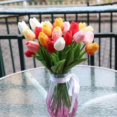 24pcs Multicolor Artificial Tulip Latex Real Touch for DIY Bouquets Wedding P…