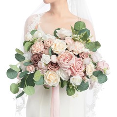 Ling’s Moment Pink Wedding Bouquets for Bride, Dusty Rose Bridal Bouquets for…
