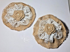 Handmade Burlap Rose Flowers w/Lace DIY pk of 10 *Weddings Occasions Decoration*