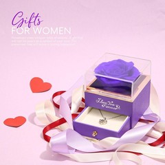 ASELFAD Preserved Real Rose with Heart A2_purple Rose_silver Necklace