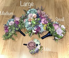 Elegant Wedding Flower Bouquets Hydrangeas, Peony, Succulent, Lavender Bundle