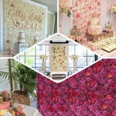 13 sq ft Champagne White Assorted Silk Flowers Wall Backdrop Panels Wedding SALE