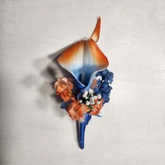 Orange Royal Blue Calla Lily Bridal Wedding Bouquet Accessories