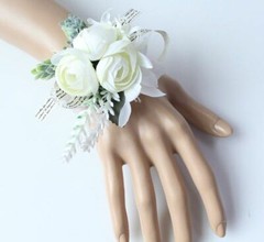 Buttonhole Rose Brooch Bride Wedding Wrist Corsage Bracelet Marriage Accessories