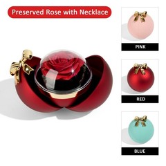 Ochine Preserved Red Real Rose with Heart Necklace, Eternal Flowers A