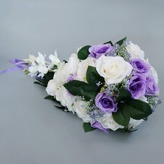 Wedding Bridal Bouquet Artificial Rose Flowers with Ribbons Waterfall Flowers…