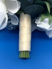 Dusty Blue & White Artificial Wedding Bridal Bouquet Ling’s Moments Faux Flowers