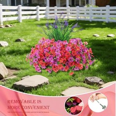 Artificial Flowers for Outdoors UV Resistan 12 Pcs Silk Daisies with Red Lotus