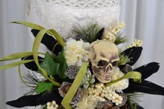 Gothic Garden Skull Boho Faux Silk Wedding Bouquet