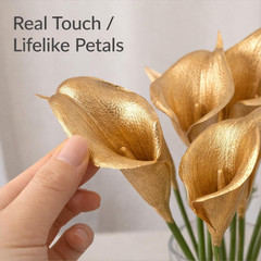 Artificial Calla Lily Flowers 10 Pack 14 Inch Gold – Real Touch Faux Flowers for