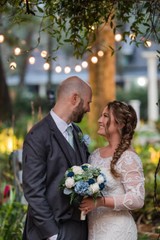 Dusty Blue Sage Bridal Bouquet Hydrangea Succulent Sola Wood Wedding Flowers