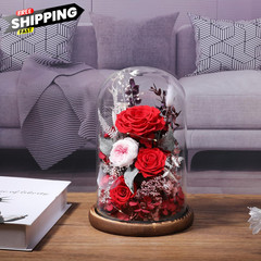 lovenfold Flowers for Delivery Preserved flowers Rose in Glass Red – Winter