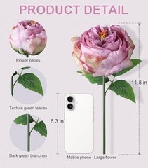 florisso Purple Austin Rose Faux Flowers – 13 Branches Faux Small Austin-purple