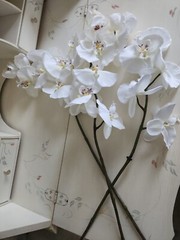 3 Stems Big Artificial Silk Orchid, Home/ Wedding Decoration 27″H Flower 3″ W