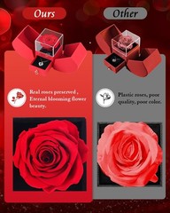 MXLATUU Preserved Red Forever Rose Heart Necklace Gift Medium, Red,silver