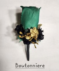 Emerald Green Black Gold White Rose Calla Lily Bridal Wedding Bouquet Accessorie