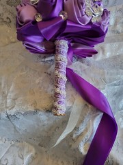 Jewled Light And Dark Purple Wedding Boquet Lots Of Detail.