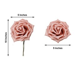 24 DUSTY ROSE 5″ FOAM ROSE Flowers Stems Wedding Events Decorations Supplies