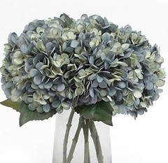 Fake Flowers 6pcs Artificial Silk Hydrangea Flowers Bouquets Deep Lake Blue