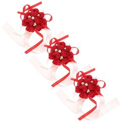 3 Pcs Wedding Wrist Flower Bands Rustic Vintage Cloth Wristlet Accessories