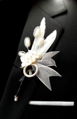 Boutonniere for men Prom Wedding One-of-a-Kind New Ribbon Flowers Bling