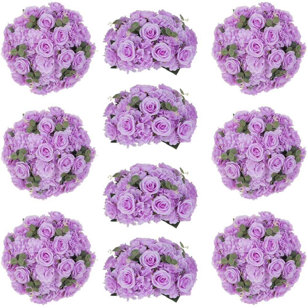 Purple Flowers Balls for Centerpieces: 10 PCS 11.8″ Diam Flower Centerpieces …