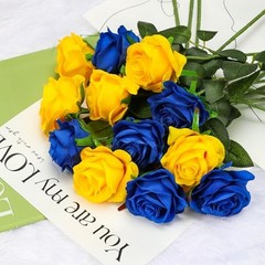 Fake Roses Artificial Flowers – Fake Artificial Roses Silk 16 Pcs Yellow