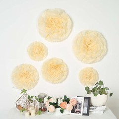 6 pack 12″ 16″ 20″ Ivory and Cream Tissue Paper Carnation Flowers Home Backdrop