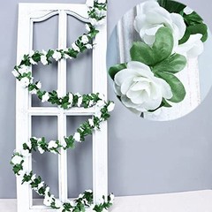 Fake Flowers – 4pcs 32.8 FT Artificial Rose Vine Flower Plants White/4pcs