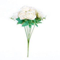 CREAM 2 Bushes 18″ ARTIFICIAL Faux Silk Rose FLOWERS Bouquet Wedding Decorations