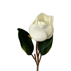 White Artificial Magnolia Stem, Real Touch Silk Floral for Wedding, Home Decor