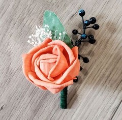 Coral Navy Sunflower Bridal Bouquet Sola Wood Cascade Orange Wedding Flowers