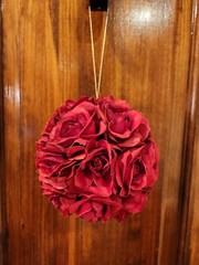 6″ Silk Hanging Red Roses Kissing Flower Pomander Ball Wedding Party Decoration