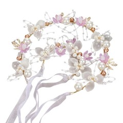 Elegant Flower Tiaras Hairband with Wrist Flower 2in1 Flower Girl Wedding Props