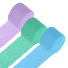 3Roll 1.8″x72FT Crepe Paper Streamers Decorations Light Blue/Mint Green/Purple