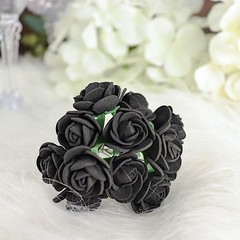 48 BLACK Mini Roses 4″ Foam ARTIFICIAL FLOWERS Stems Party Wedding DIY Supplies