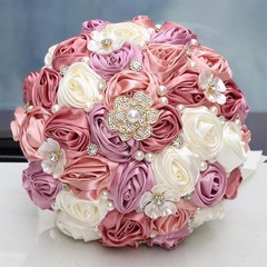 7.5″ Bridal Wedding Bouquet Round Bling Brooch Bouquet Throw Toss Artificial …