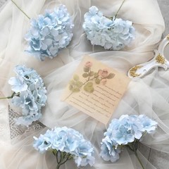 Hydrangea Artificial Flowers -12 pcs Realistic Fake Hydrangeas Silk Light Blue