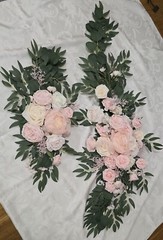 2 pcsWedding Arch Flowers Pink White Artificial Rose 3.9ft x 1.3ft&2.2ft x1.08ft