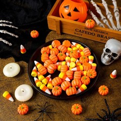 Wettarn 120 Pcs Fake Candy Corn Pumpkin Fall Resin Mini Orange