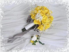 20 pcs COMPLETE SILK FLOWER WEDDING BRIDAL BOUQUET SET