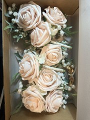 Champagne Rose Boutonniere for Wedding Prom Faux 8 Pc