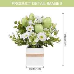 JIALEIXI Easter Decorations, 2 PCS Easter Artificial Flower Egg Potted Green
