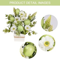 JIALEIXI Easter Decorations, 2 PCS Easter Artificial Flower Egg Potted Green