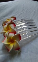Bali Bridal Wedding Party Foam 3_Flower Hair Yellow White Red Plumeria