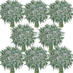 Pcs 7 Kinds Mixed Artificial Eucalyptus Greenery Stems Bulk, Baby Breath 360