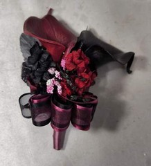 Burgundy Black Calla Lily Bridal Wedding Bouquet Accessories